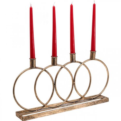 Floristik24 Castiçal em bastão castiçal vintage 4 chamas dourado L45cm
