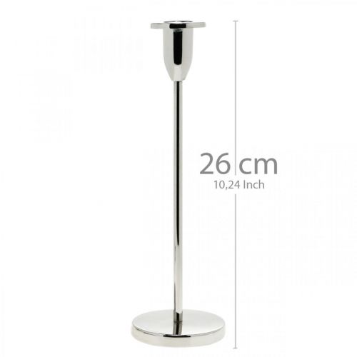Floristik24 Castiçal de decoração de metal prateado castiçal moderno H26cm