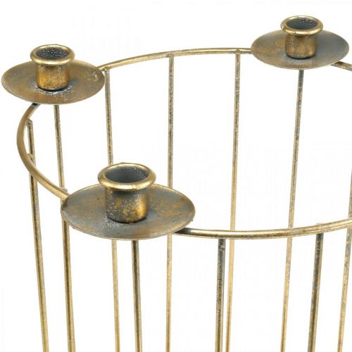 Floristik24 Coroa do Advento para preencher, castiçal para o Natal, decoração em metal dourado, aspecto antigo Ø26cm Alt.39cm