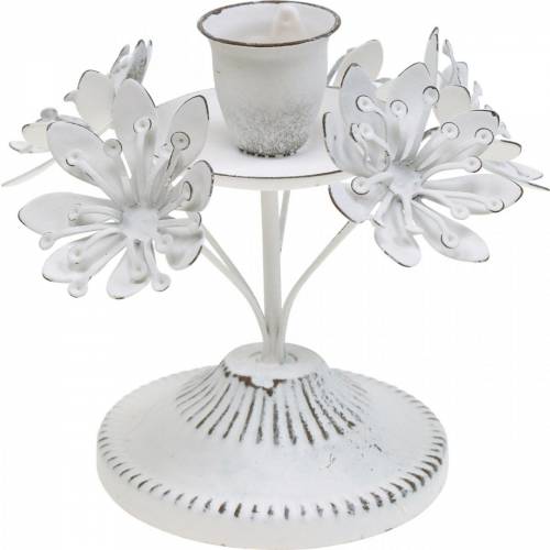 Floristik24 Decoração de velas, primavera, castiçal com flores, decoração de metal para o casamento