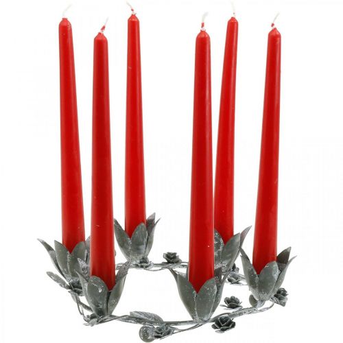 Floristik24 Suporte de vela anel de flor de metal Ø23cmH7cm cinza
