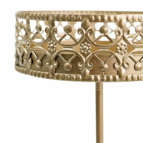 Floristik24 Castiçal de filigrana para tampar dourado Ø6,4cm Alt.12,5cm 4 peças aspecto antigo