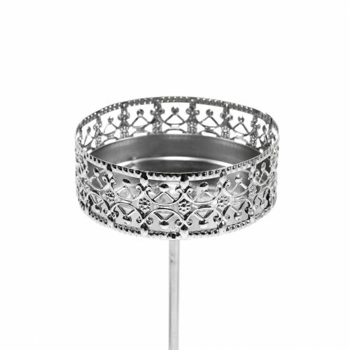 Floristik24 Castiçal de filigrana para plugar prata Ø6,4cm Alt.12,5cm 4 peças aspecto antigo