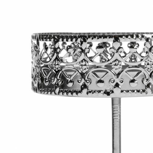 Floristik24 Castiçal de filigrana para plugar prata Ø6,4cm Alt.12,5cm 4 peças aspecto antigo