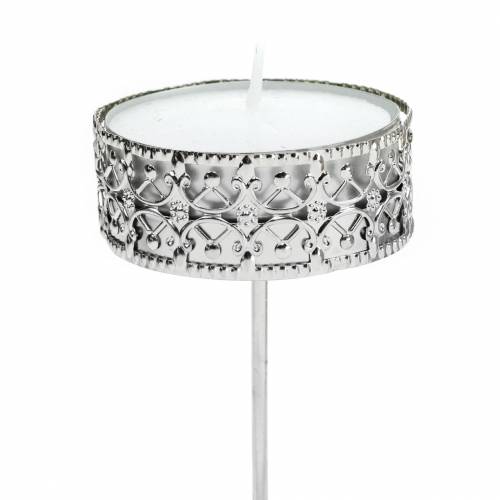 Floristik24 Castiçal de filigrana para plugar prata Ø6,4cm Alt.12,5cm 4 peças aspecto antigo