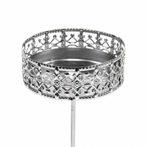 Floristik24 Castiçais florais para conectar em prata Ø7,4 cm Alt. 12,5 cm estilo antigo 4 unidades