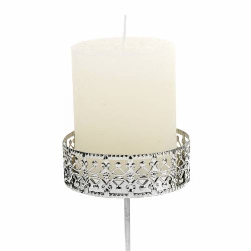 Floristik24 Castiçais florais para conectar em prata Ø7,4 cm Alt. 12,5 cm estilo antigo 4 unidades