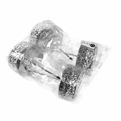 Itens Castiçais florais para conectar em prata Ø8,8cm Alt.13,7cm 4 peças estilo antigo
