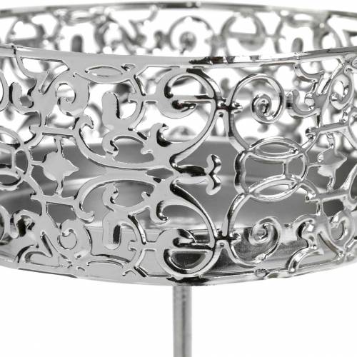 Floristik24 Castiçais florais para conectar em prata Ø8,8cm Alt.13,7cm 4 peças estilo antigo