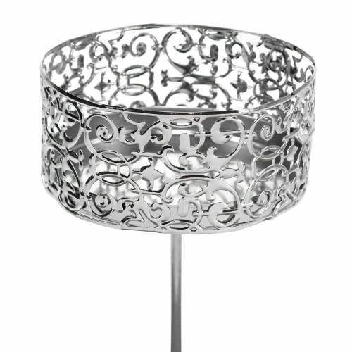 Floristik24 Castiçais florais para conectar em prata Ø8,8cm Alt.13,7cm 4 peças estilo antigo