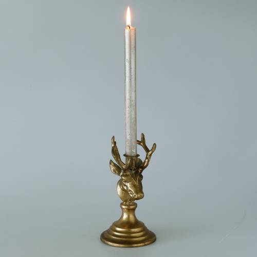 Floristik24 Castiçal antigo com aparência de cabeça de veado, metal dourado 19,5 cm