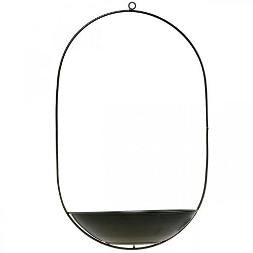Itens Tigela decorativa para pendurar anel de metal preto Decoração Scandi 28 × 54cm