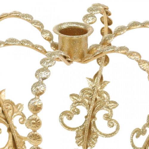 Floristik24 Coroa com castiçal, decoração para o Natal, decoração em metal, coroa decorativa dourada Ø19,5cm A16cm