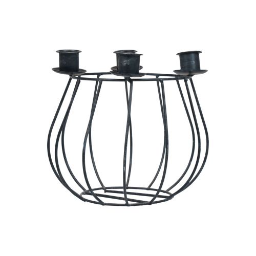 Itens Castiçal cesto de malha cinza metal Coroa do Advento Ø14cm