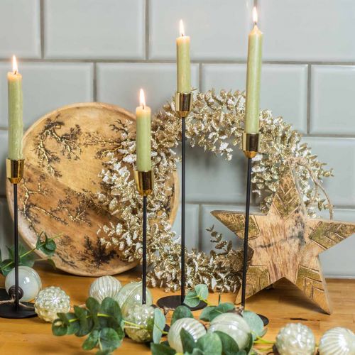 Floristik24 Castiçal de metal, castiçal ouro / preto Alt. 24,5cm Ø2,2cm