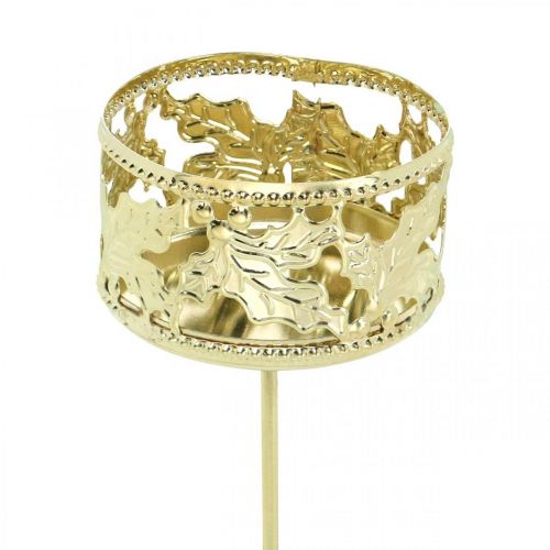 Floristik24 Porta-velas para colar, decoração do advento, castiçal decoração de azevinho dourado Ø5,5cm 4 unidades