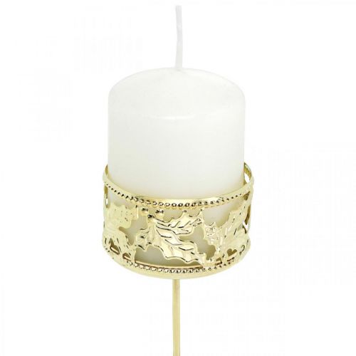 Floristik24 Porta-velas para colar, decoração de Advento, castiçal decoração de azevinho dourado Ø5,5cm 4 un