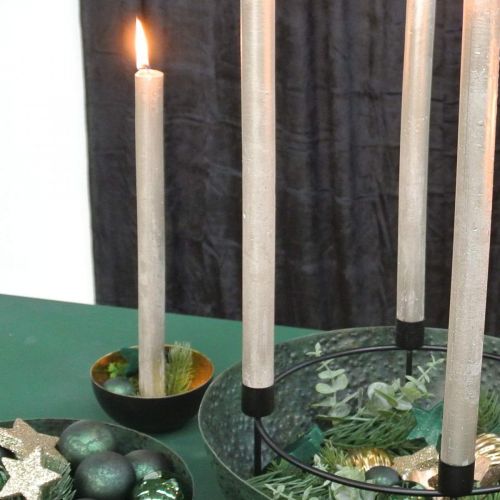 Floristik24 Suporte de vela de Natal de metal preto, decoração de mesa dourada Ø13cm 3 unidades