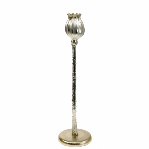 Castiçal flor de papoula champanhe Alt.41cm