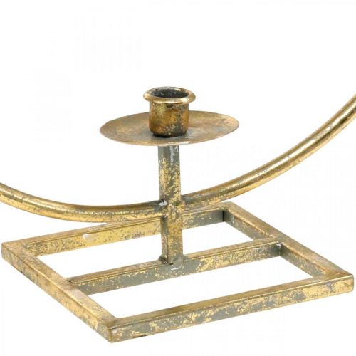 Floristik24 Decoração de velas de pé, anel decorativo com castiçal, decoração de natal em metal dourado antigo Ø40cm 43Hcm