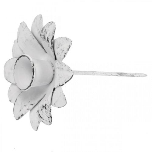 Floristik24 Castiçal flor de metal castiçal para colar Branco gasto Ø9cm