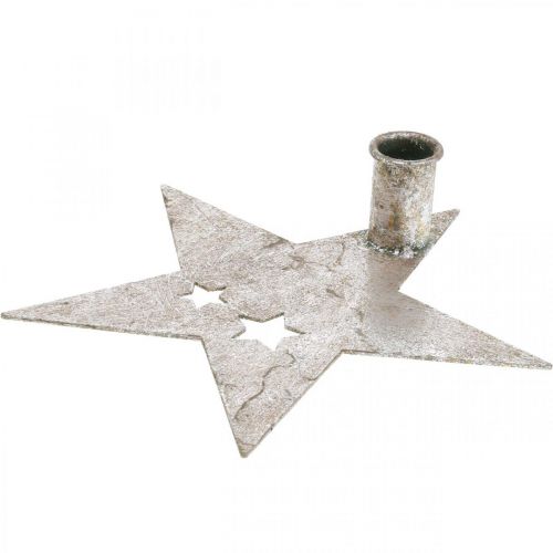 Itens Estrela de decoração de metal, castiçal cônico para prata de Natal, visual antigo 20cm × 19,5cm