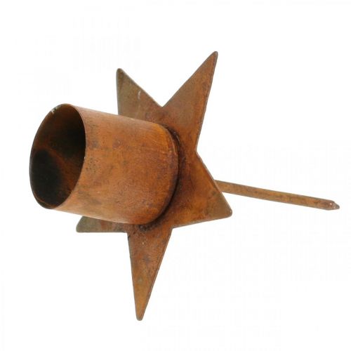 Floristik24 Castiçal estrela cônico, Advento, castiçal encaixável, pátina de decoração em metal Ø6cm