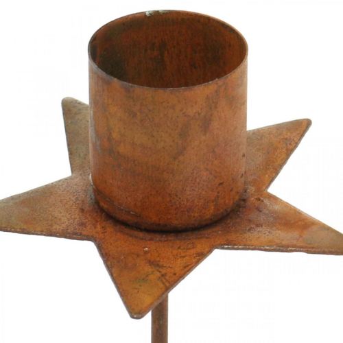 Floristik24 Castiçal estrela cônico, Advento, castiçal encaixável, pátina de decoração em metal Ø6cm