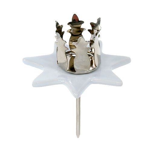 Suporte de vela estrela branco-prata Ø6cm 4 unidades