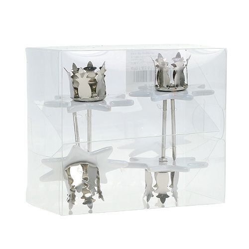 Itens Suporte de vela estrela branco-prata Ø6cm 4 unidades