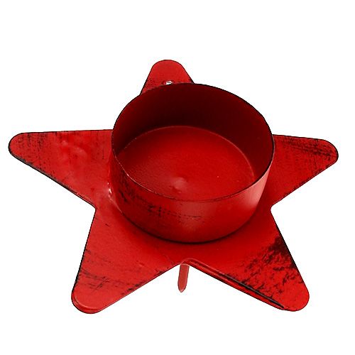 Floristik24 Porta-vela em formato de estrela para luz azul 10x7cm vermelha