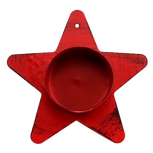 Itens Porta-vela em formato de estrela para luz azul 10x7cm vermelha