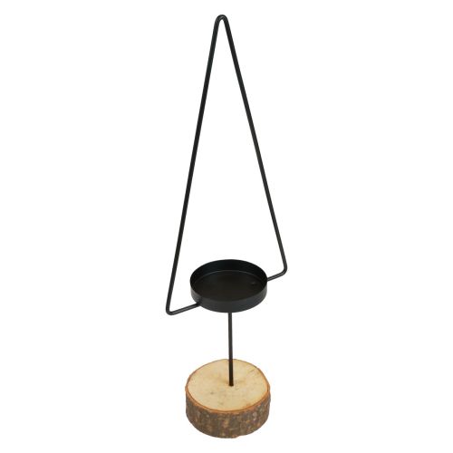 Castiçal de Natal, porta-velas metal preto 37cm