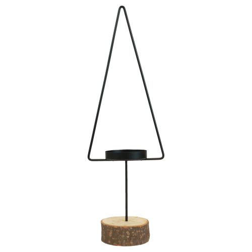 Castiçal de Natal, porta-velas metal preto 37cm