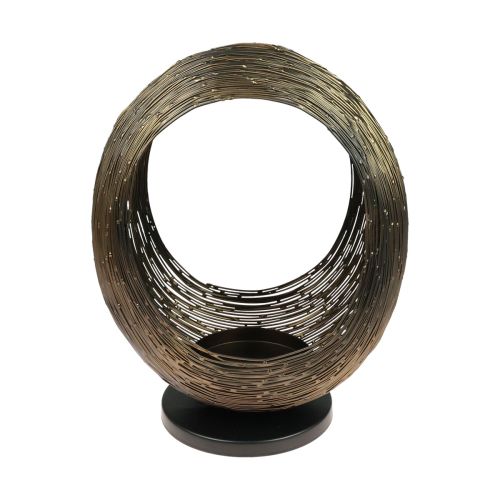 Itens Castiçal escultura decorativa em metal porta-velas Alt.33,5cm