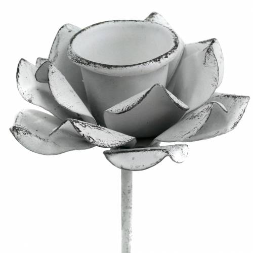 Floristik24 Porta-vela flor para colar metal branco Ø6×10cm 4 peças