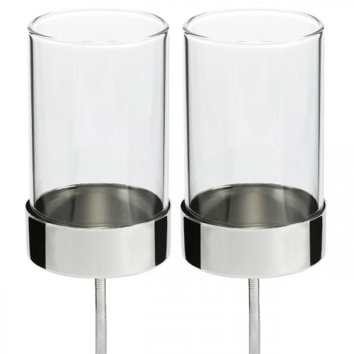 Floristik24 Castiçal para tampar metal/vidro Ø5cm Alt.19cm 4 un
