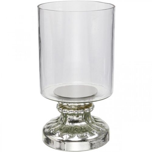 Lanterna vidro vela vidro antigo prata Ø13cm H24cm