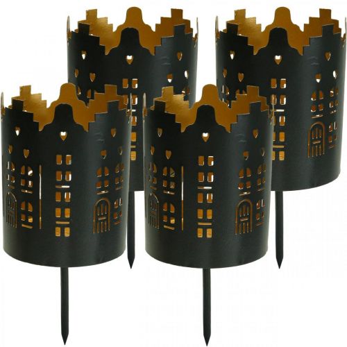 Floristik24 Suporte para velas para plugue city preto Ø6,5cm 4uds