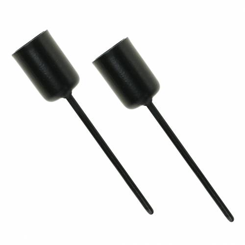 Floristik24 Castiçal pequeno preto Alt.7cm Ø12,5mm 8 un