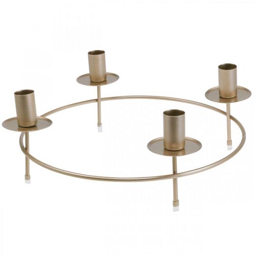 Floristik24 Anel de vela velas castiçal ouro Ø33,5cm Alt.11cm 2 unidades