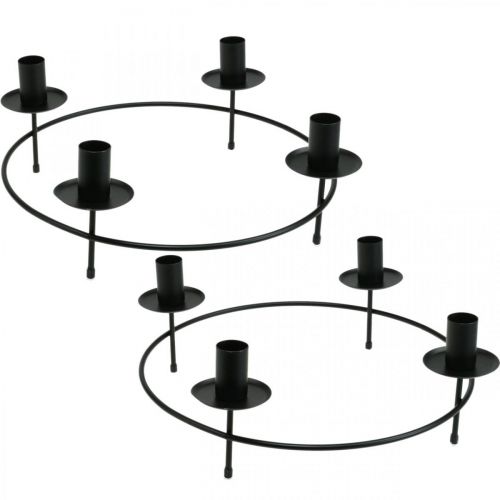 Floristik24 Anel de vela, velas em pau, castiçal, preto, Ø33,5 cm, Alt.11 cm, 2 peças