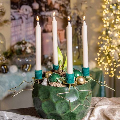 Floristik24 Anel de vela velas castiçal ouro Ø33,5cm Alt.11cm 2 unidades