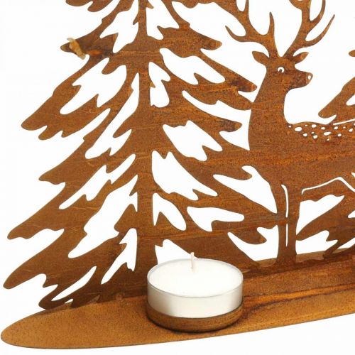 Floristik24 Castiçal decoração janela veado na floresta decoração ferrugem 38x30cm