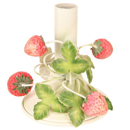 Itens Porta velas metal morango decoração verão creme H13cm