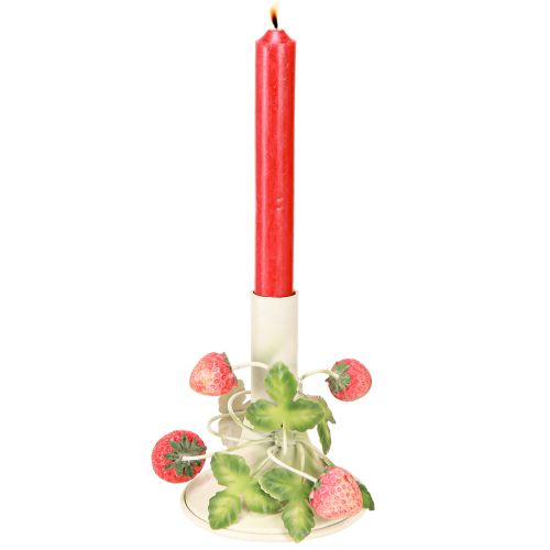 Itens Porta velas metal morango decoração verão creme H13cm