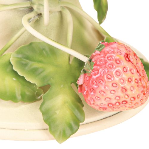 Itens Porta velas metal morango decoração verão creme H13cm