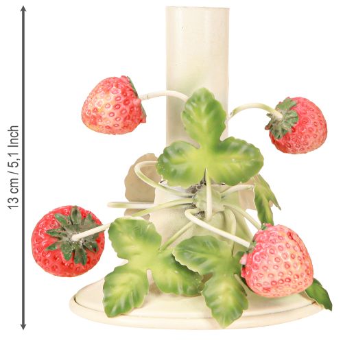 Itens Porta velas metal morango decoração verão creme H13cm