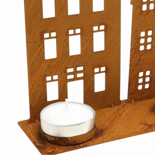 Itens Castiçal luzes de natal decorativas casas ferrugem 52×12cm