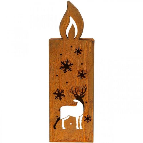 Floristik24 Suporte de luz de chá vela de veado pátina de natal 35x11cm